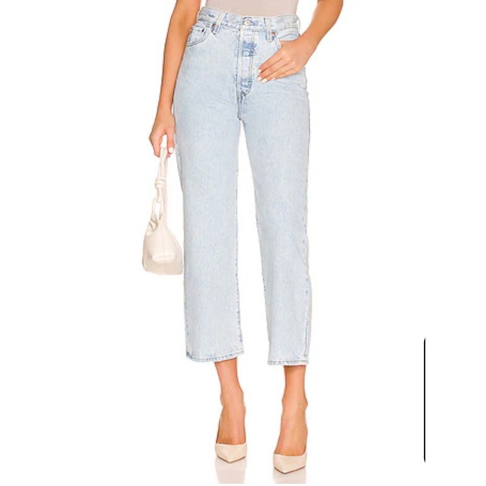 Levi's Ribcage Straight Cropped High Rise Denim Jeans Ojai Shore Womens 26x24